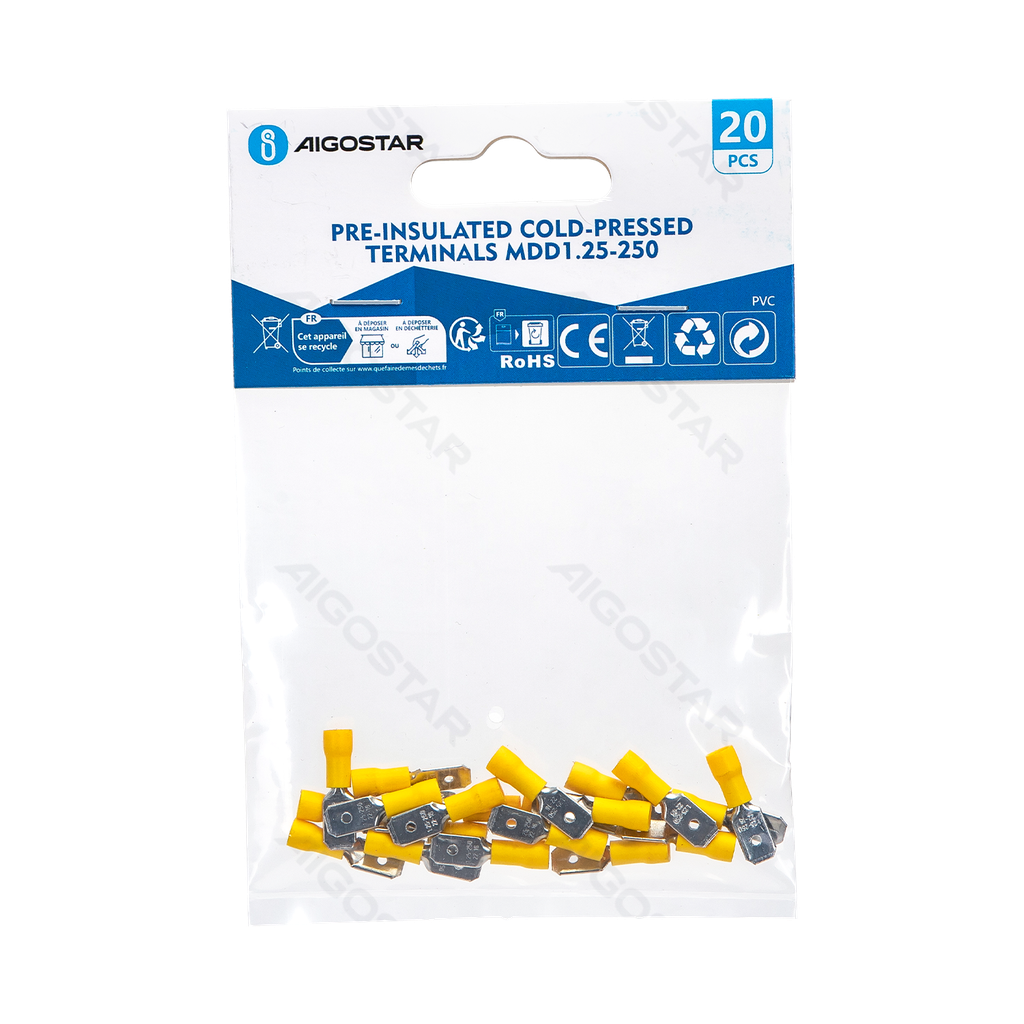 [B20104P52] Pre-insulated cold-pressed terminals MDD1.25-250 (20 pcs), yellow