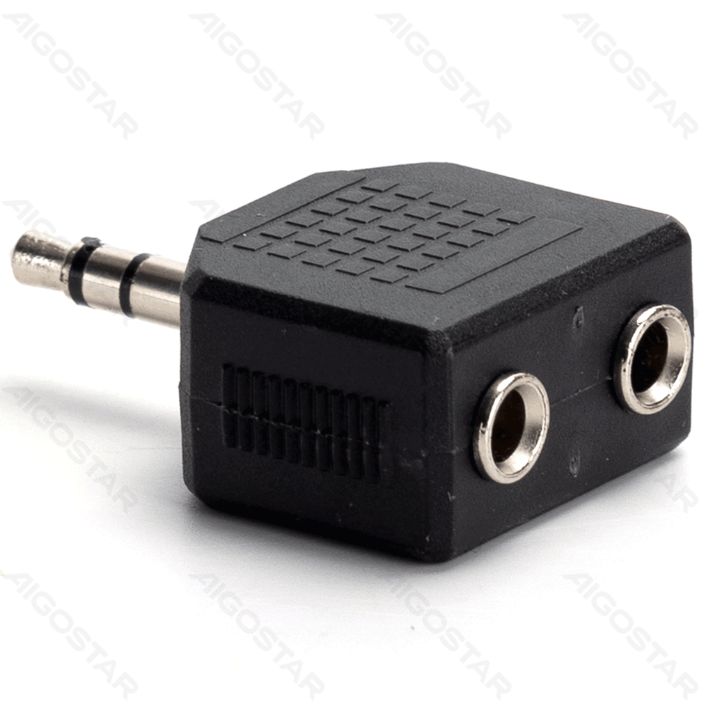 Aigostar Audio/Video Connector 3.5mm Stereo Plug naar Stereo Jacks Zwart