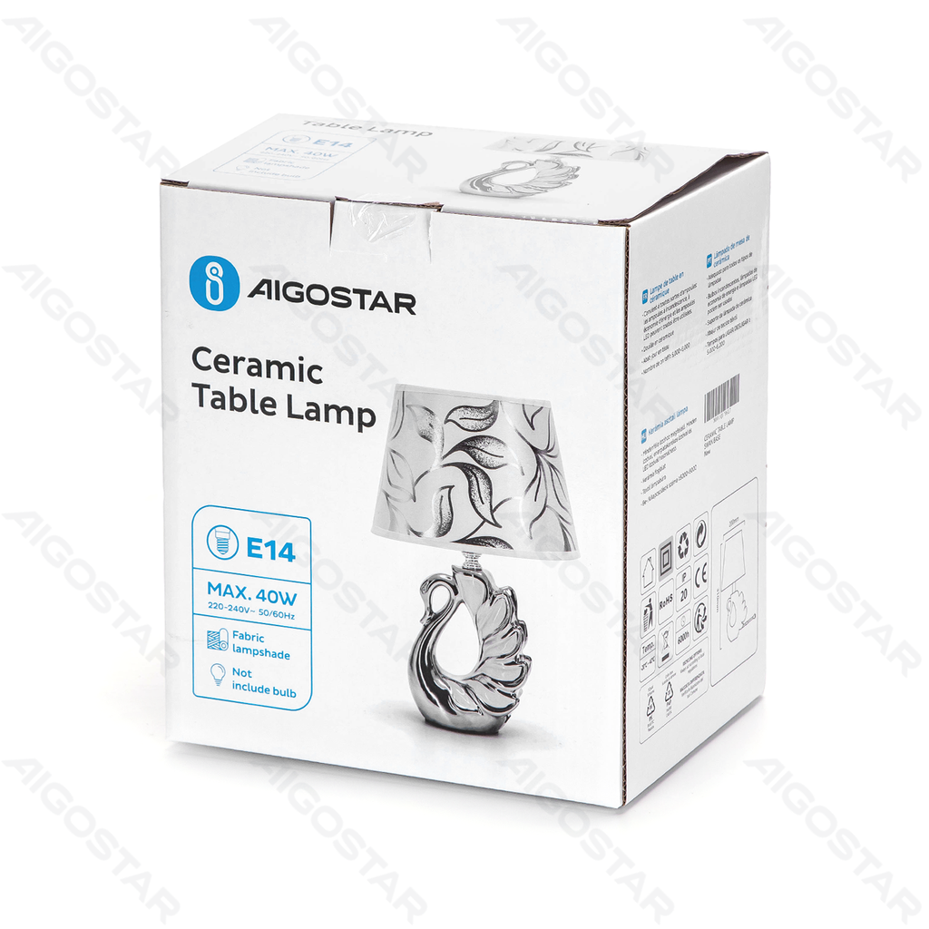 [B10311LD2] Ceramic Table Lamp with Swan Base E14  (Bulb Not Included)