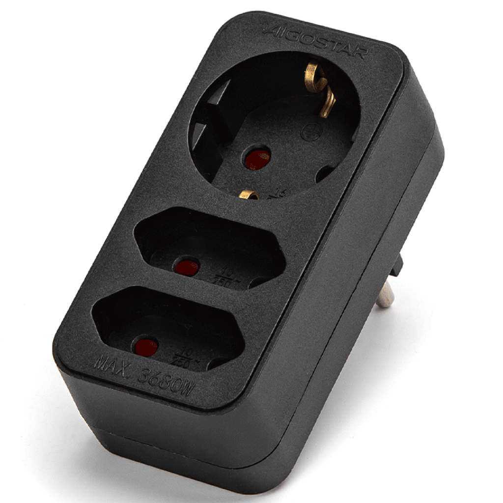 [B20102R58] Duitse stopcontactsplitter recht 1 naar 3