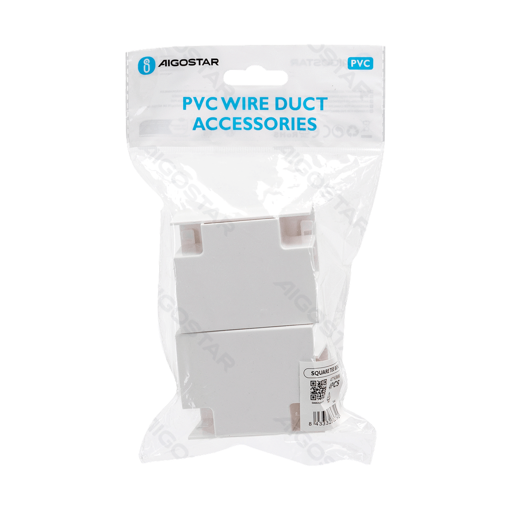 [B20104OA6] PVC Vierkante Kabelgoot T-stuk Bocht Wit 40*40mm 4st