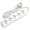 German 5-Way Power Strip Without Switch 1.5M 3G1.5mm² White