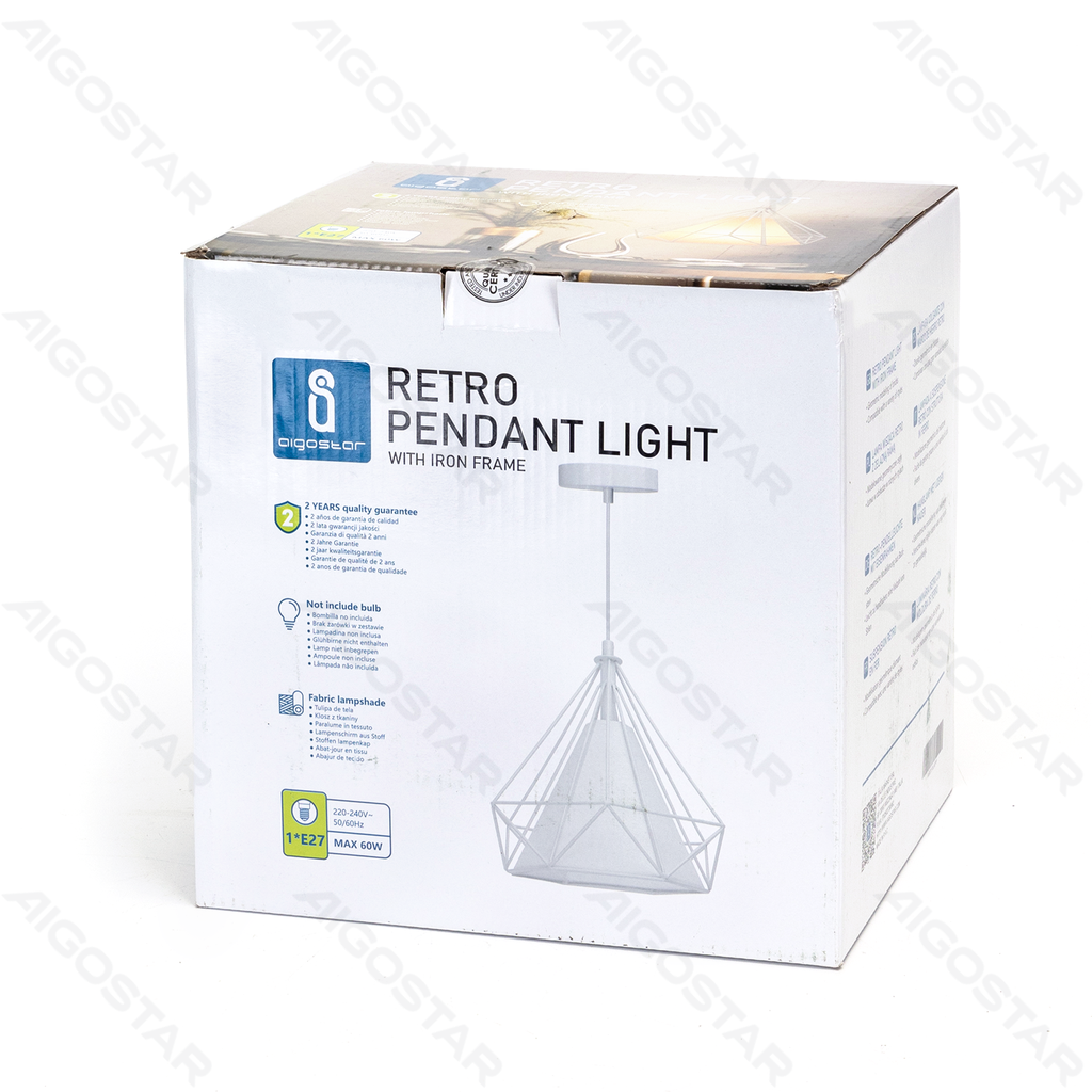 [B10305A4D] Iron Pendant Lamp (Without Light Source) White E27