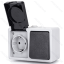 German Surface-Mounted One Gang One Way Switch & Socket Gray