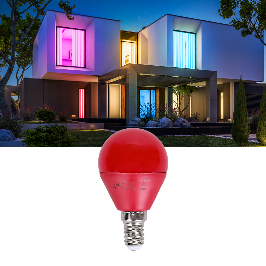 [B10105OFV] LED Bunte Glühbirne Rot G45 E14,4W