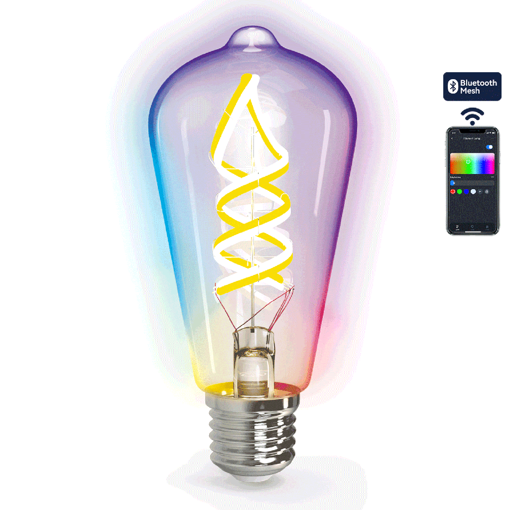 Aigostar WiFi WB Slimme Filament Lamp ST64 E27,4.9W RGB+CCT
