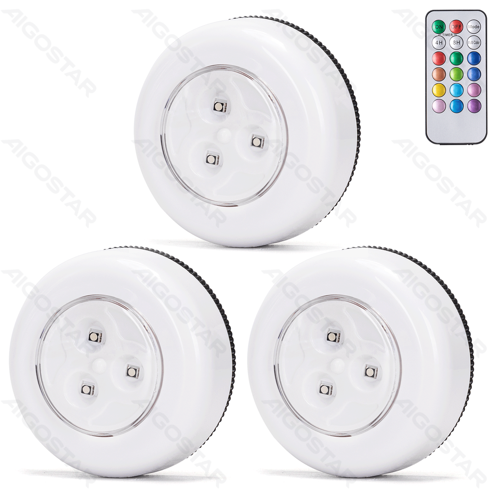 [B10308Q41] Nachtlicht 6500K RGB mit Fernbedienung 3St. 3*AAA