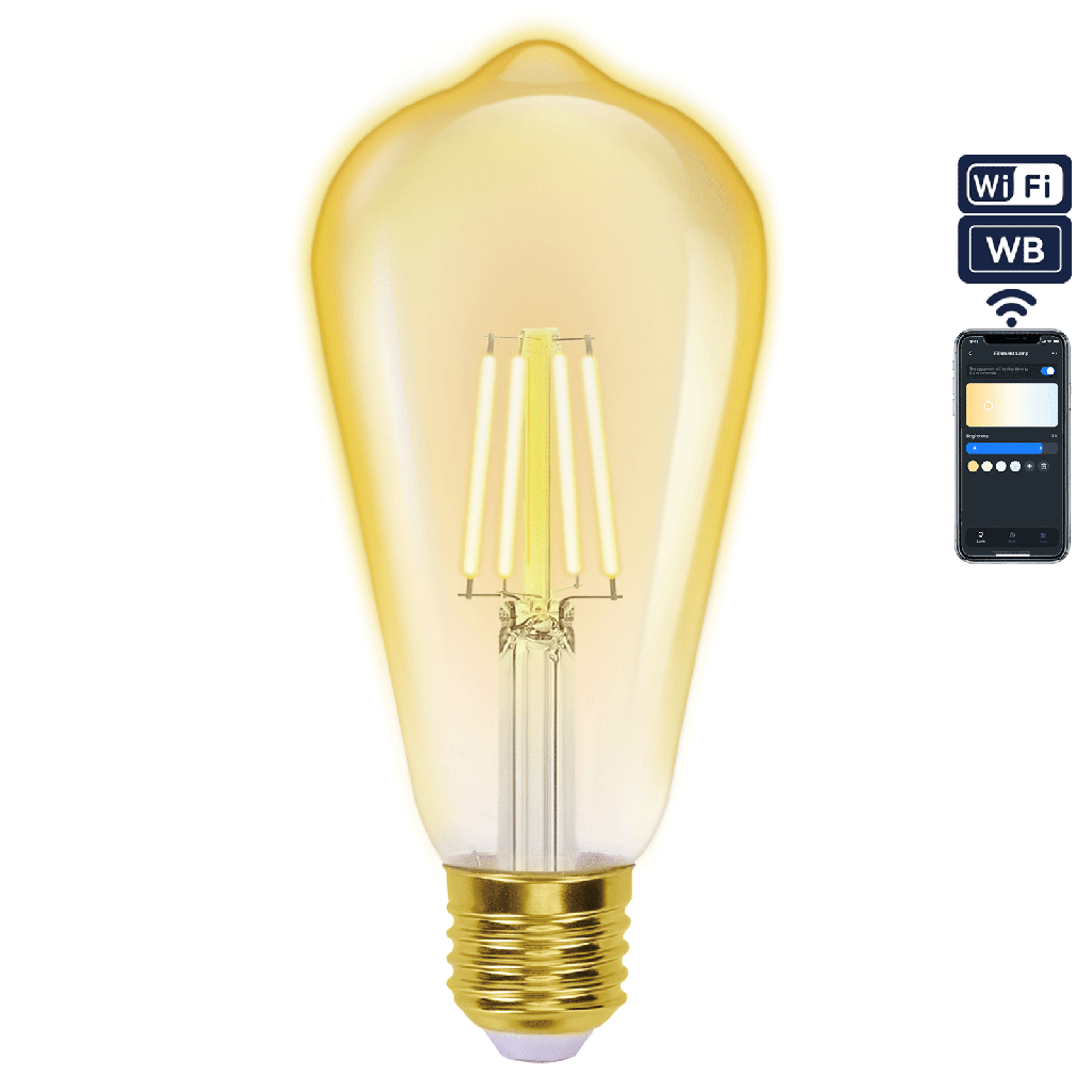 [S10201YIE] WiFi WB Smart Filament Bulb ST64 E27(Amber)