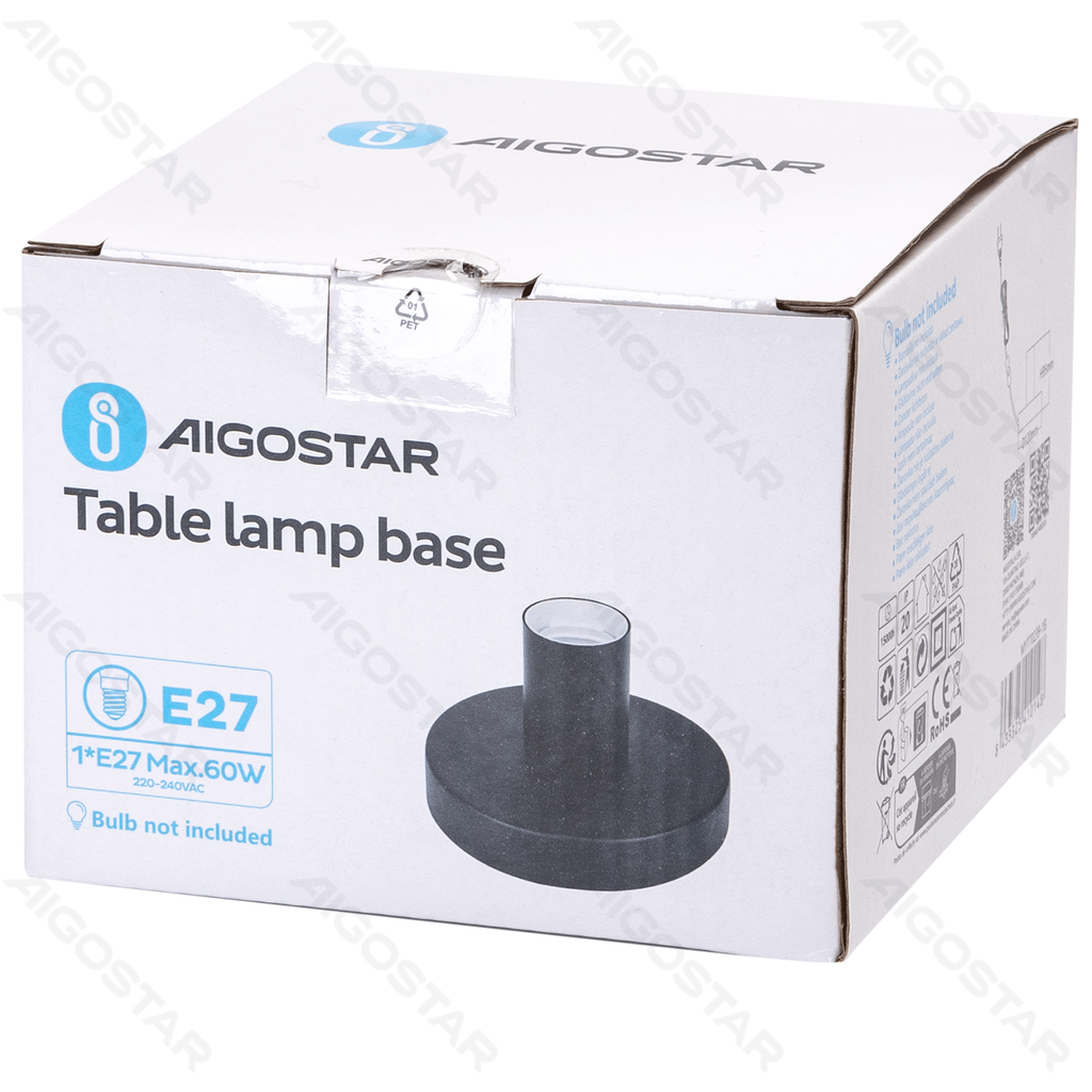 Aigostar Table lamp Iron Cylinder Black E27 Without bulb