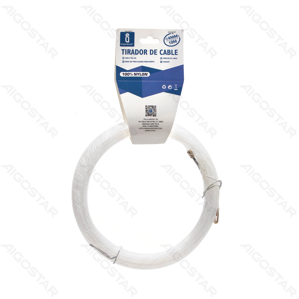 [B20104YFY] Nylon Cable Puller Φ4mm x 10m White