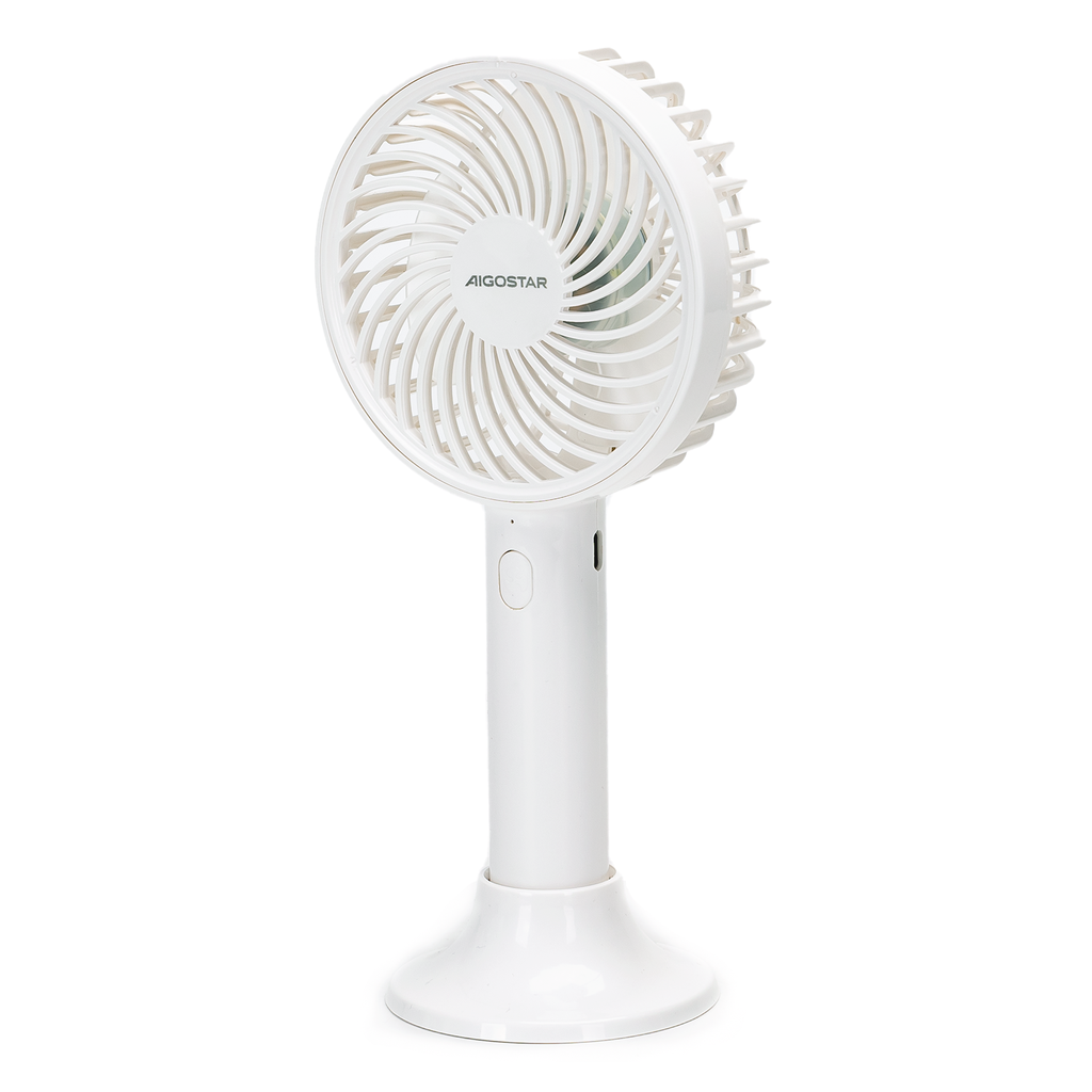 [B30101LTF] Handheld Fan, 4 Inches, 3 Blades, 3 Speeds, 1500mAh, White