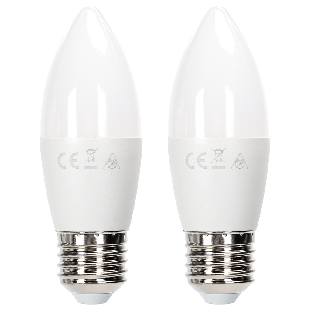LED C37  E27,11W 1060lm 6500K 2 stuks