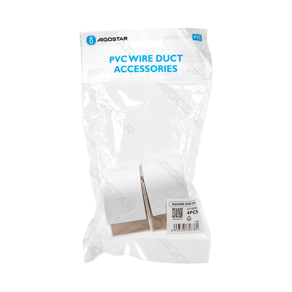 [B20104OD0] PVC Square Trunking End Cap White 40*40mm 4pcs