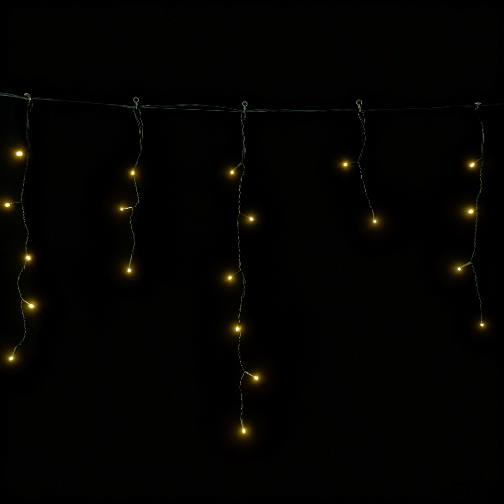 [B10201JG0] Guirlande lumineuse plate solaire rideau de glace (effet vague), Blanc chaude, 3 m + 5 m x 0,6 m 25 bandes