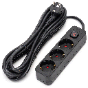 Aigostar L-Serie Duitse 3-voudige stekkerdoos met schakelaar 5M 3G1.5mm² zwart