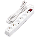 German 6-Way Power Strip with Switch 3M 3G1.5mm² White