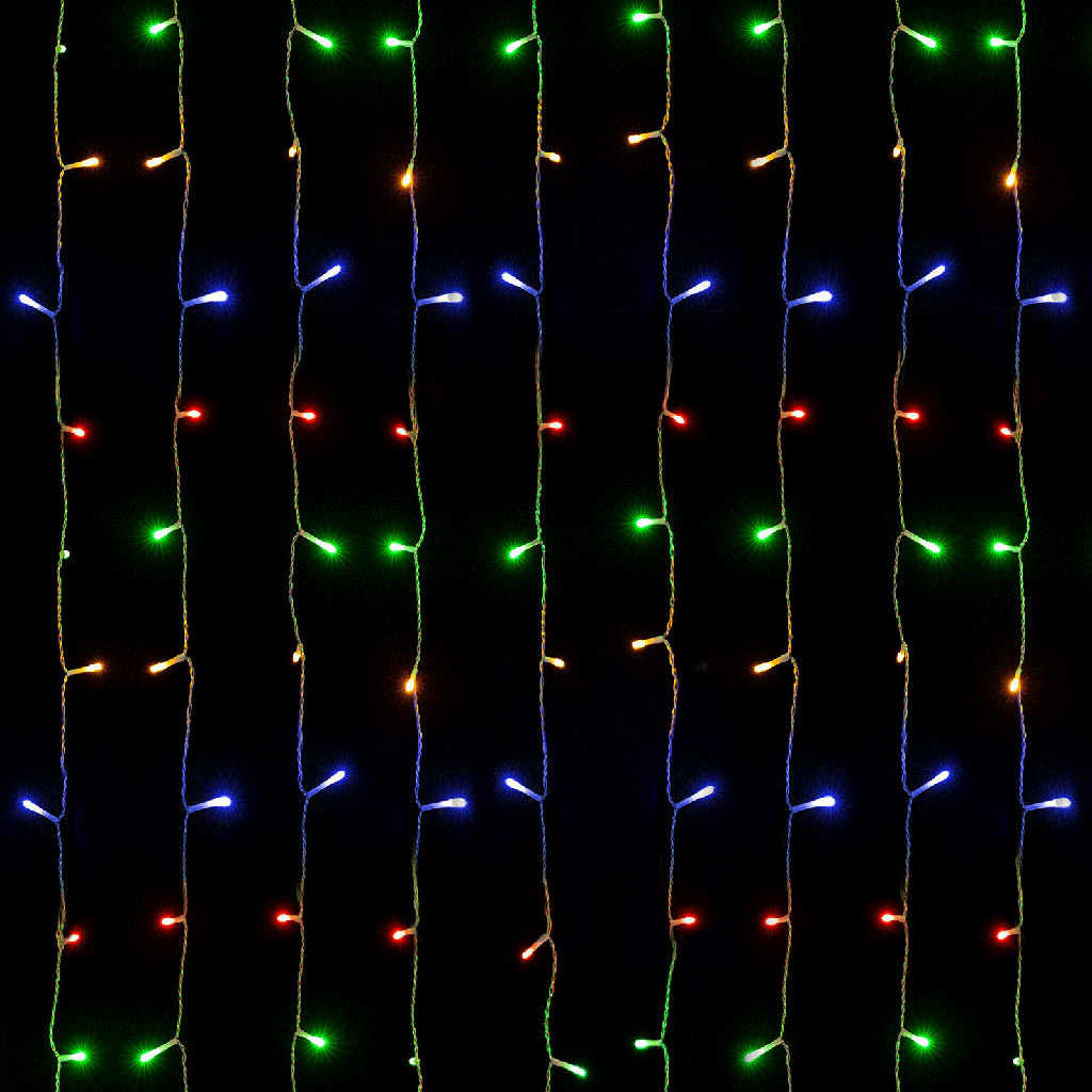 Guirlande lumineuse plate rideau basse tension, RVBJ, 1m*1m 10 bandes ,IP44, Intérieur&Extérieur