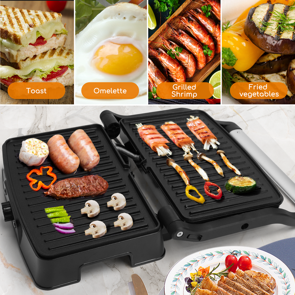 [300000HFA] Aigostar 1500 W RVS panini-maker met knop