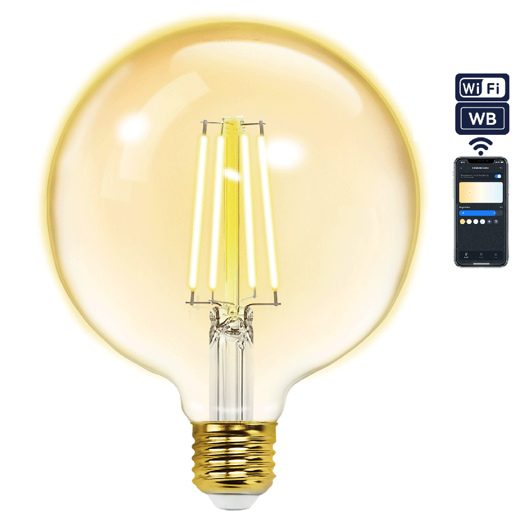 [S10201YIC] WLAN WB Smart Glühbirne mit Glühfaden  G125 E27 (Bernstein)