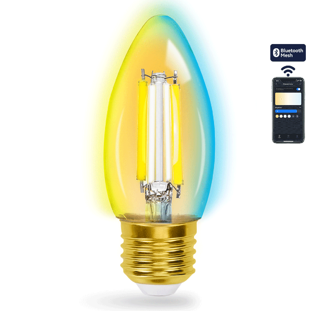 [S10301K88] Bluetooth Mesh Smart Filament Bulb C35 4.5W CCT