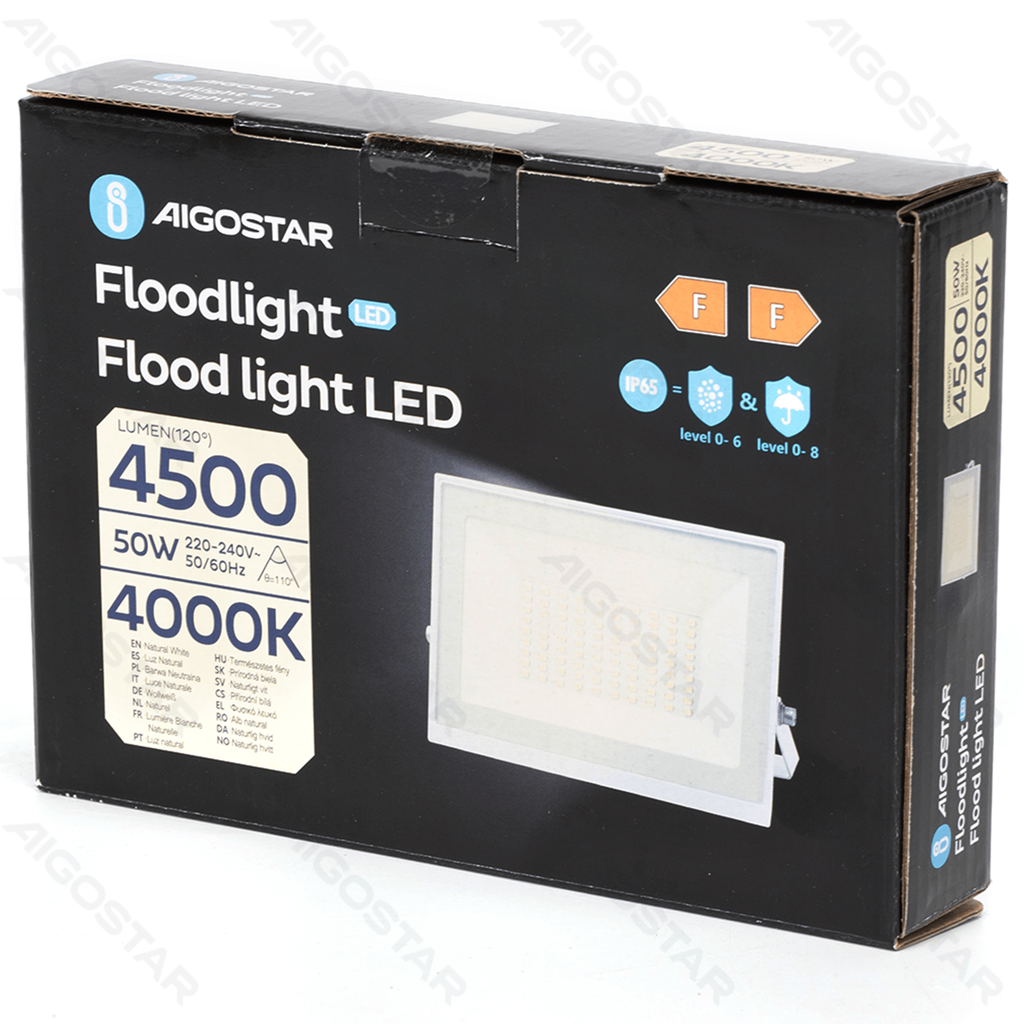 [B1020249G] Aigostar LED Flood light Glass shade White 50W 4000K 07 series