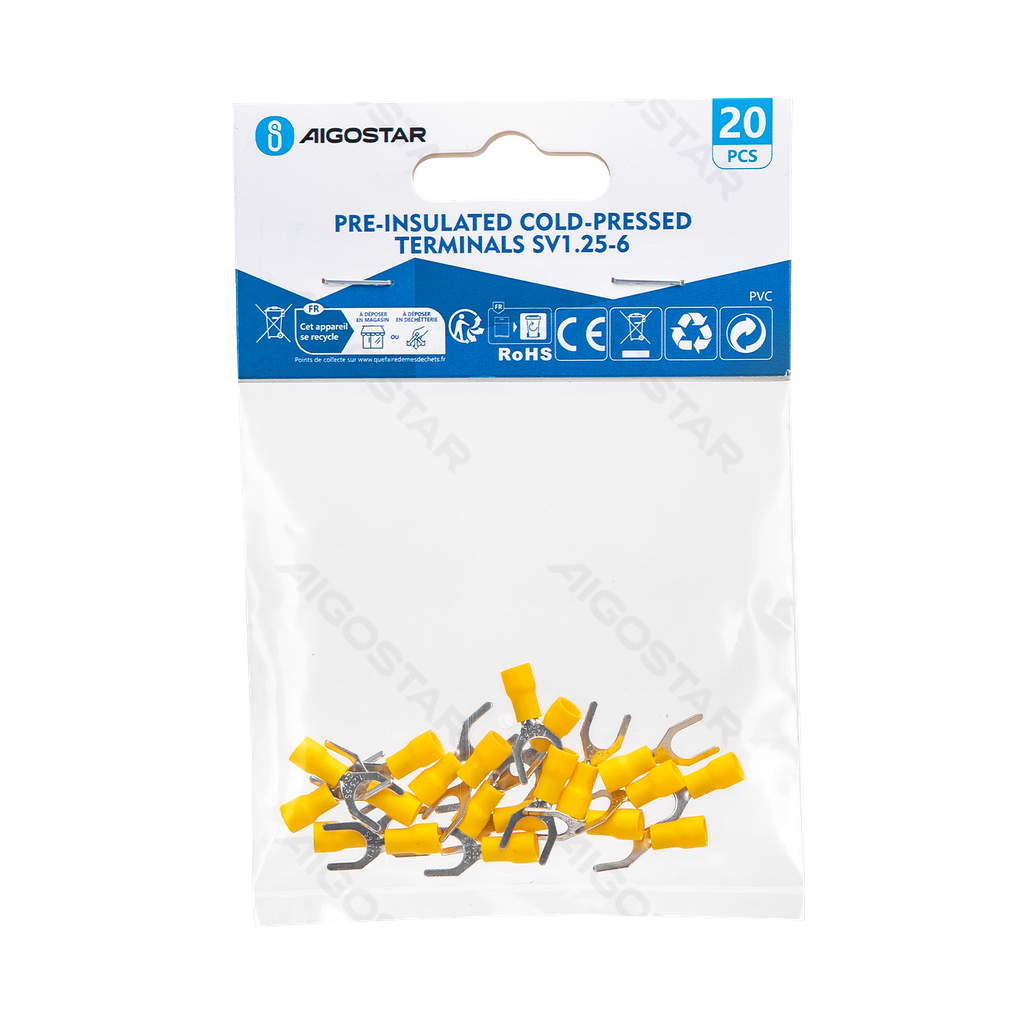 [B20104P4M] Pre-insulated cold-pressed terminals SV1.25-6 (20 pcs), yellow