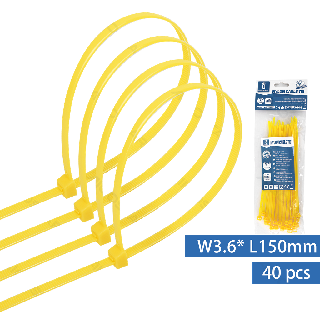Nylon Cable Ties(40pcs)W3.6*L150mm Yellow