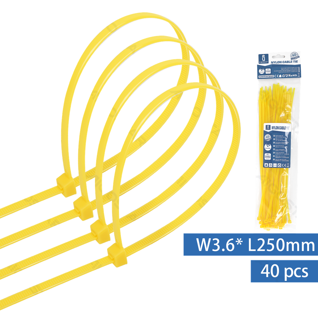 [B20104LQR] Nylon Kabelbinders (40st) W3.6*L250mm Geel