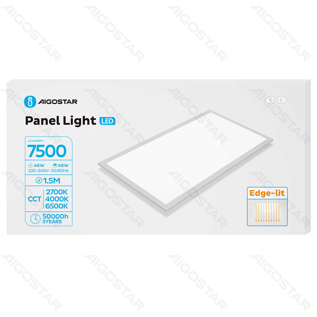[B104062LT] Aigostar LED Paneelverlichting Edge-lit CCT Wit 48W 120x60cm