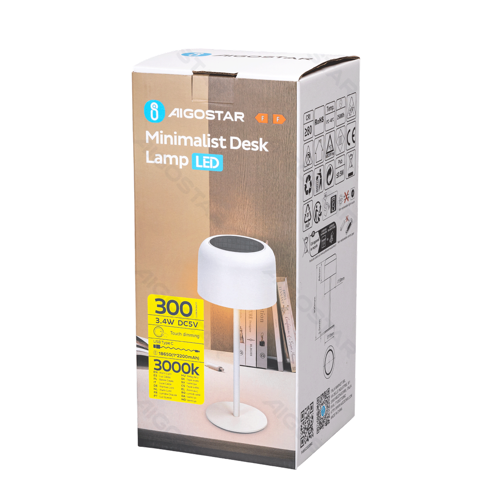 Aigostar Bureaulamp op zonne-energie 3W 3000K dimbaar met aanraking