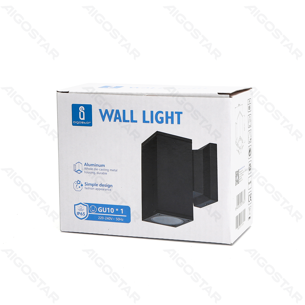 [B10304VEK] Enkele Kop Wandlamp Zwart (Zonder Lichtbron) GU10
