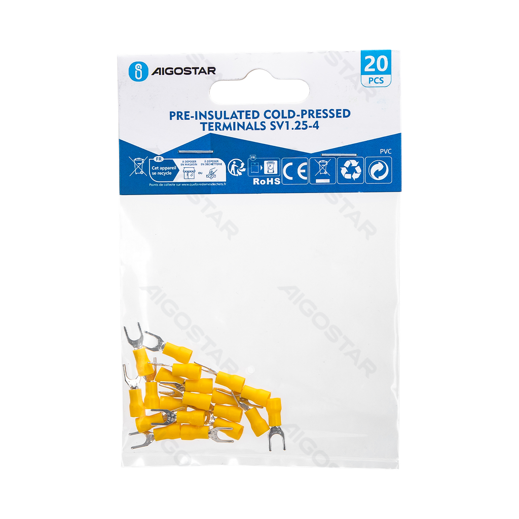 [B20104P4J] Pre-insulated cold-pressed terminals SV1.25-4 (20 pcs), yellow