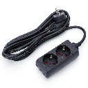 German 2-Way Power Strip Without Switch 3M 3G1.5mm² Black