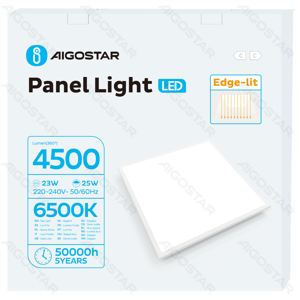 LED Paneelverlichting Edge-lit Daglicht Wit 25W 62x62cm
