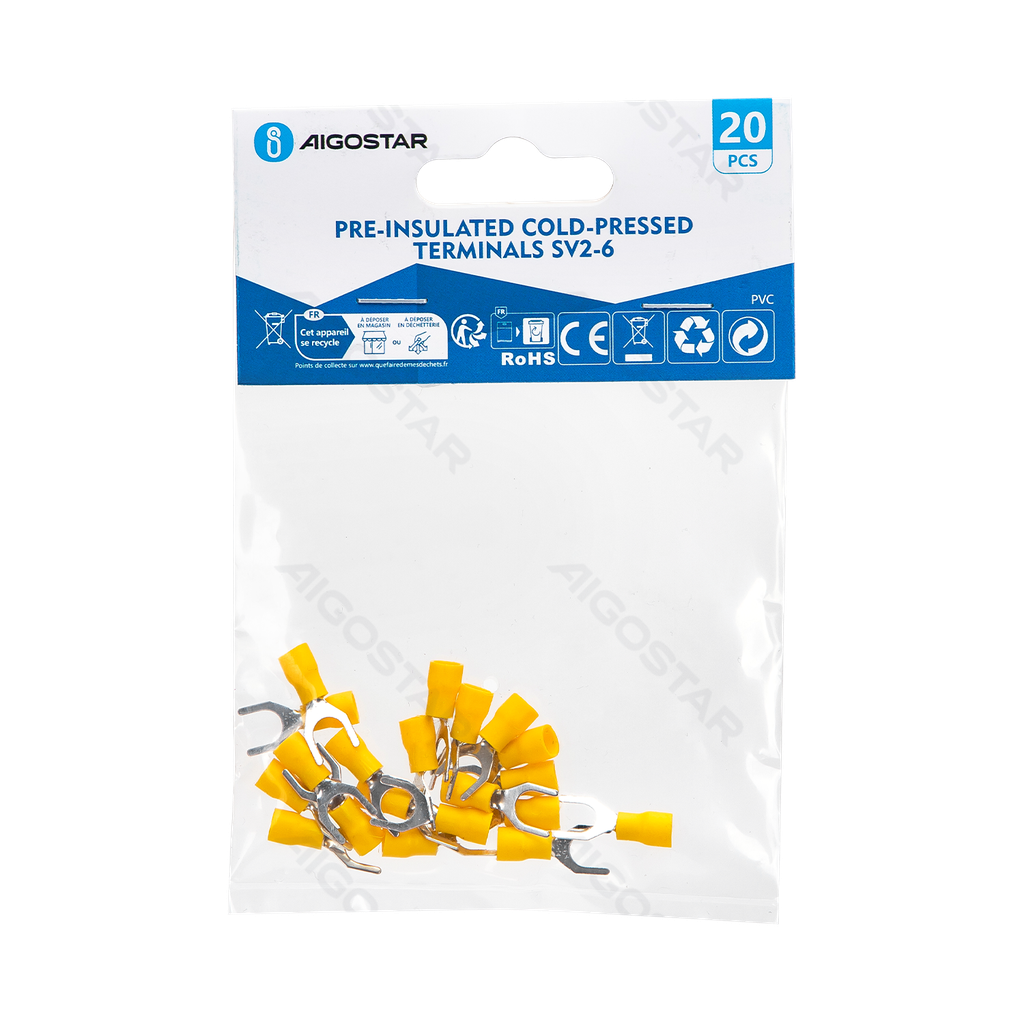 [B20104P4P] Pre-insulated cold-pressed terminals SV2-6 (20 pcs), yellow