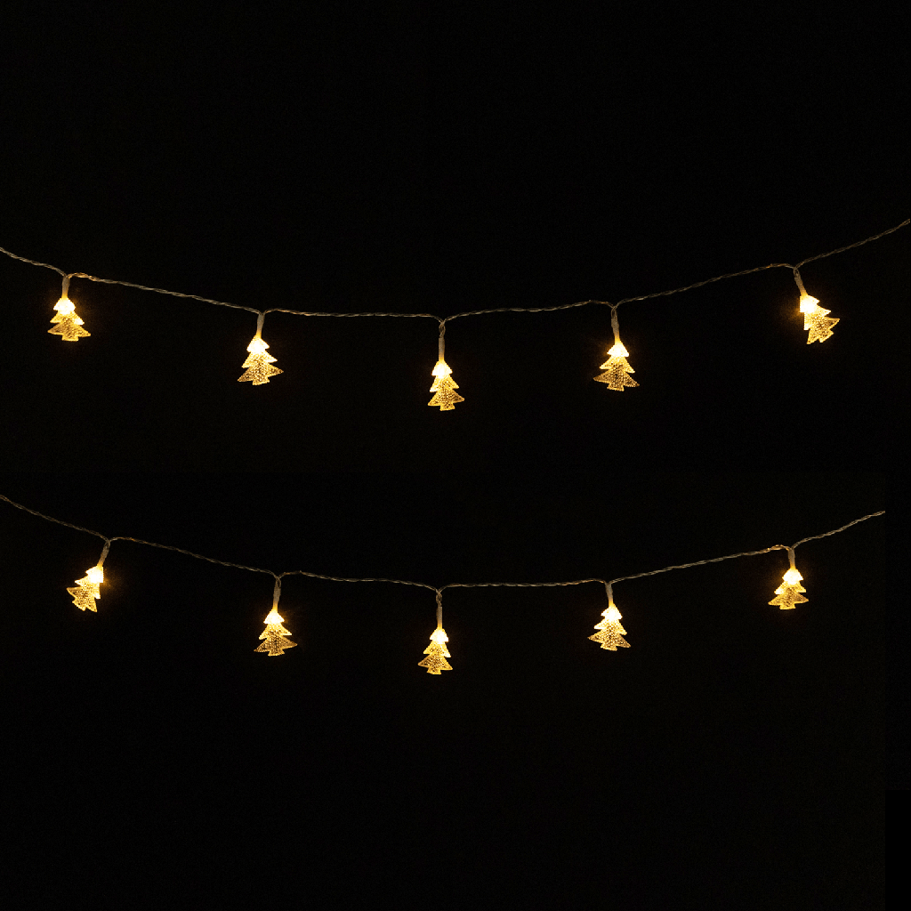 Lichtstrook met hangertjes van kerstbomen 3AA-batterij Warm wit 1,5m IP20 Binnen