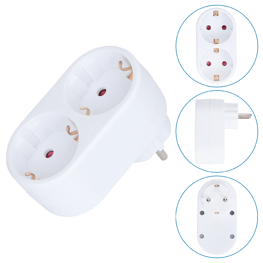 [B20102ACUK] Duitse reisstekker een naar twee 16A Ovaal