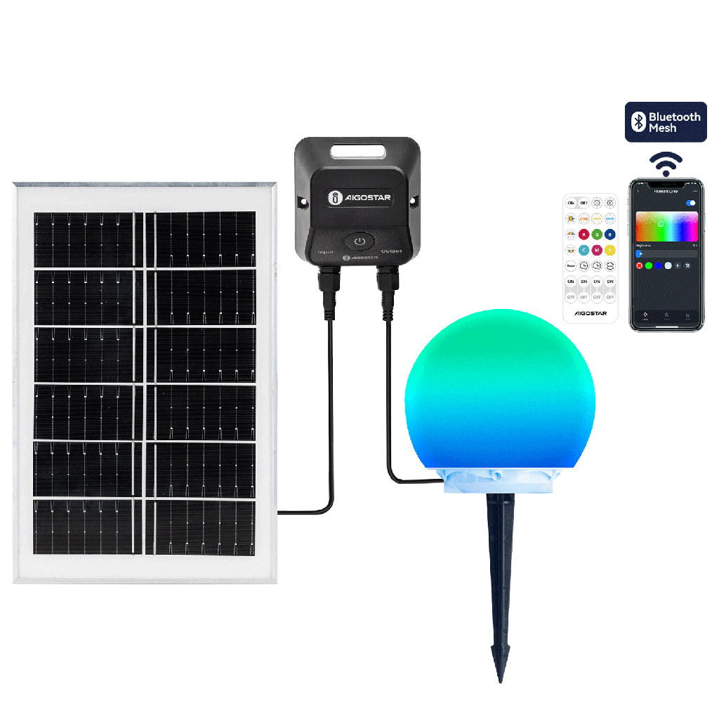 Bluetooth mesh solar smart mirage ground plug light 20W RGBCCT