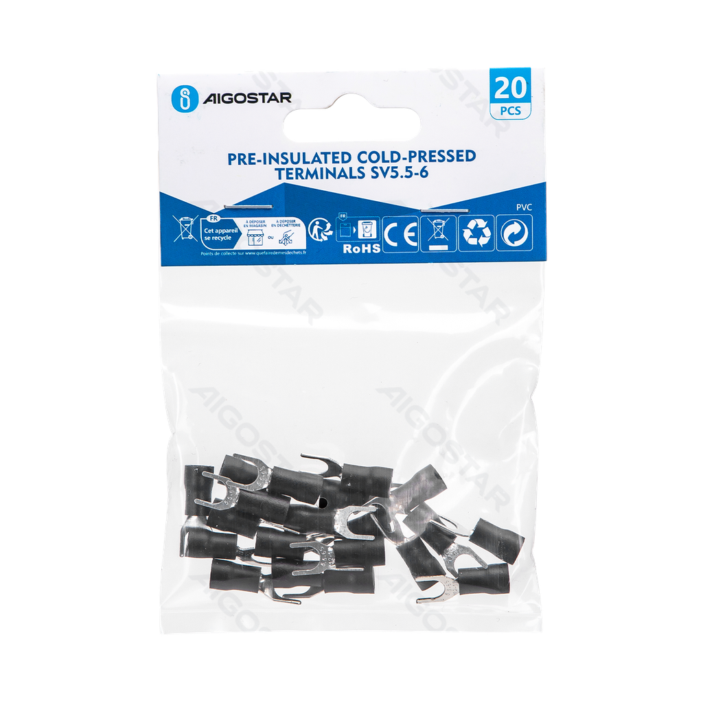 [B20104P4R] Pre-insulated cold-pressed terminals SV5.5-6 (20 pcs), black