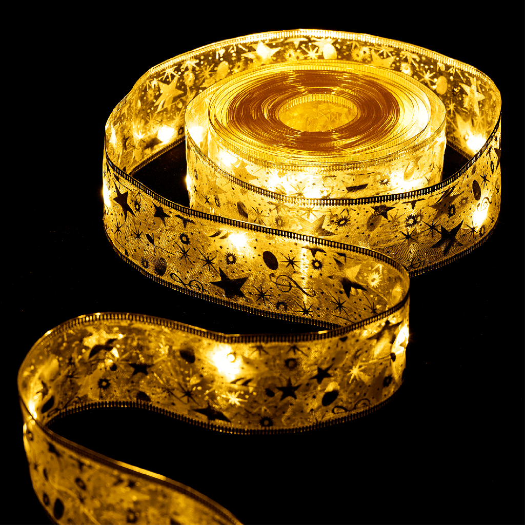 3AA Batterij Lichtsnoer 5cm Gouden Ster Lint Warm Wit 2m IP44 Binnen/Buiten