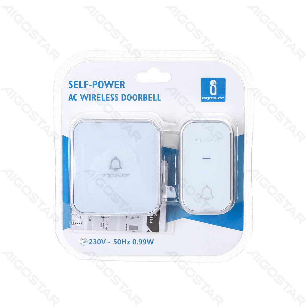 [B20105YCI] Self-power AC Wireless Doorbell White & Silvery