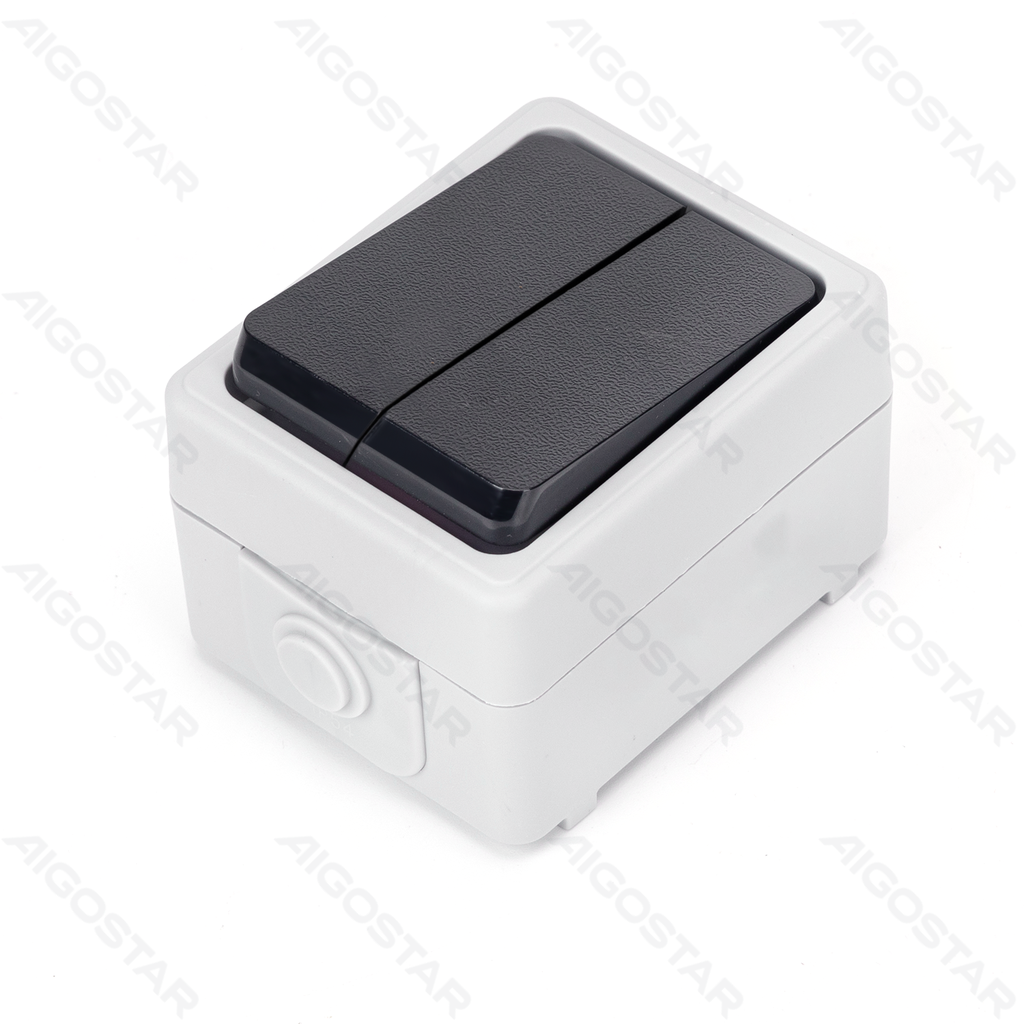 German Surface-Mounted Two Gang Two Way Switch Gray