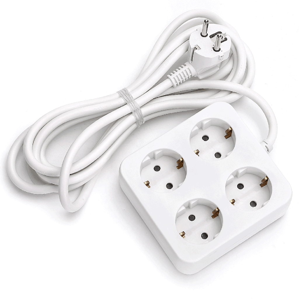 Duitse 4-voudige stekkerdoos zonder schakelaar 3M 3G1 5mm² wit