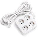 Multiprise 4 Prises Allemandes Sans Interrupteur 3M 3G1.5mm² Blanc