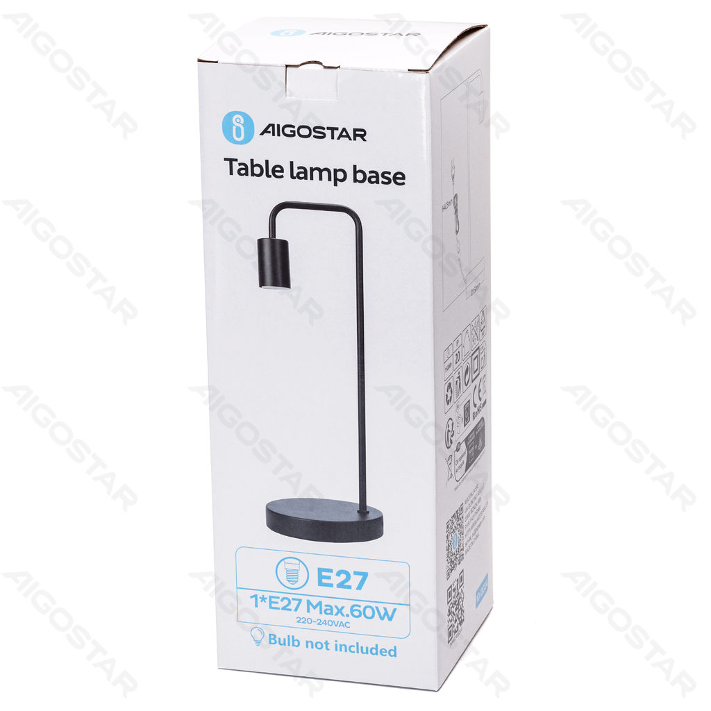 Aigostar Table lamp Iron Bent Black E27 Without bulb