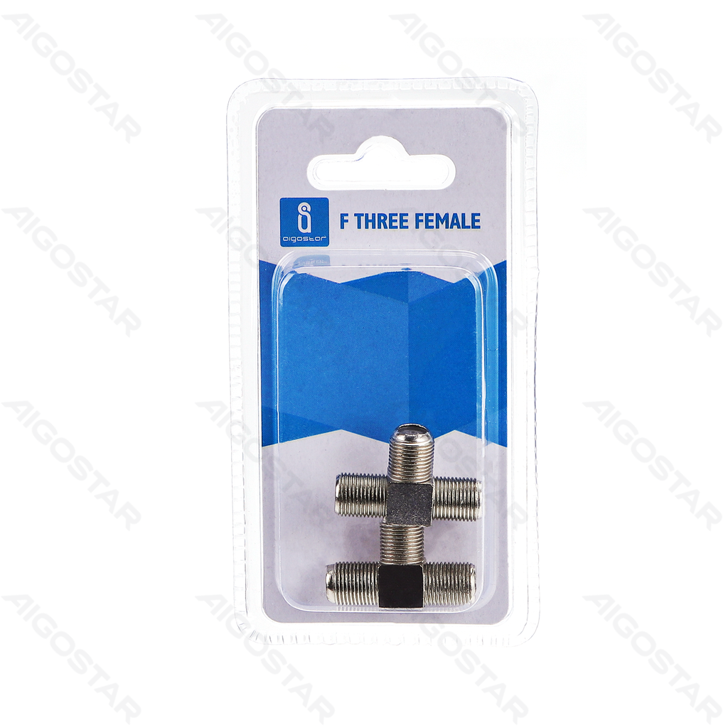 [B20104NNY] F-type Connector Drieweg Vrouw Metaal zilver