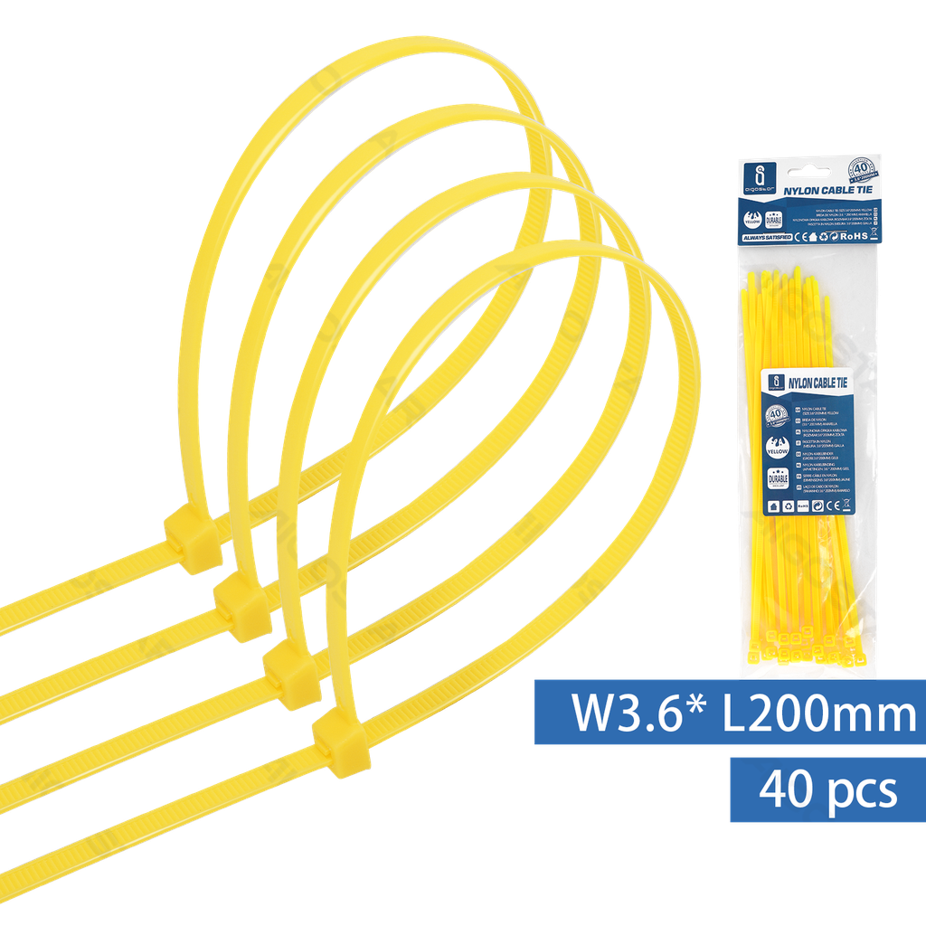 [B20104LQQ] Nylon Kabelbinders (40st) W3.6*L200mm Geel