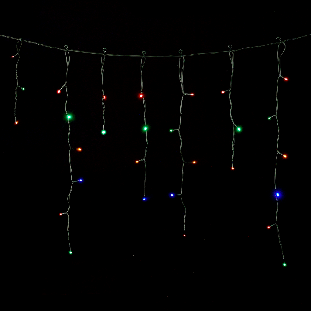 [B10201JG2] Guirlande lumineuse plate solaire rideau de glace (effet vague), RVBJ, 3 m + 5 m x 0,6 m 25 bandes
