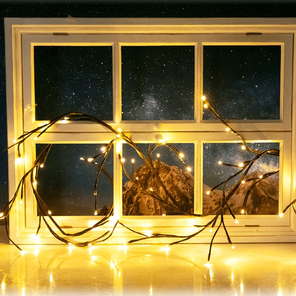 [B1020137A] Namaakplanten op zonne-energie lijn voetzoeker wijnrank 2m+1,8m 72LED