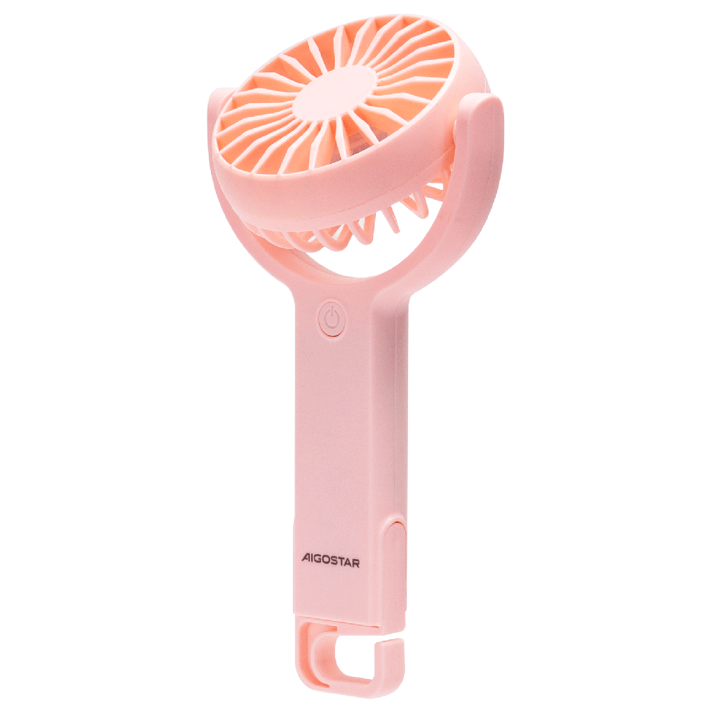 [B301013KO] Handgehaltener Ventilator, 3 Zoll, 7 Flügel, 5 Geschwindigkeitsstufen, 1200mAh, Pink